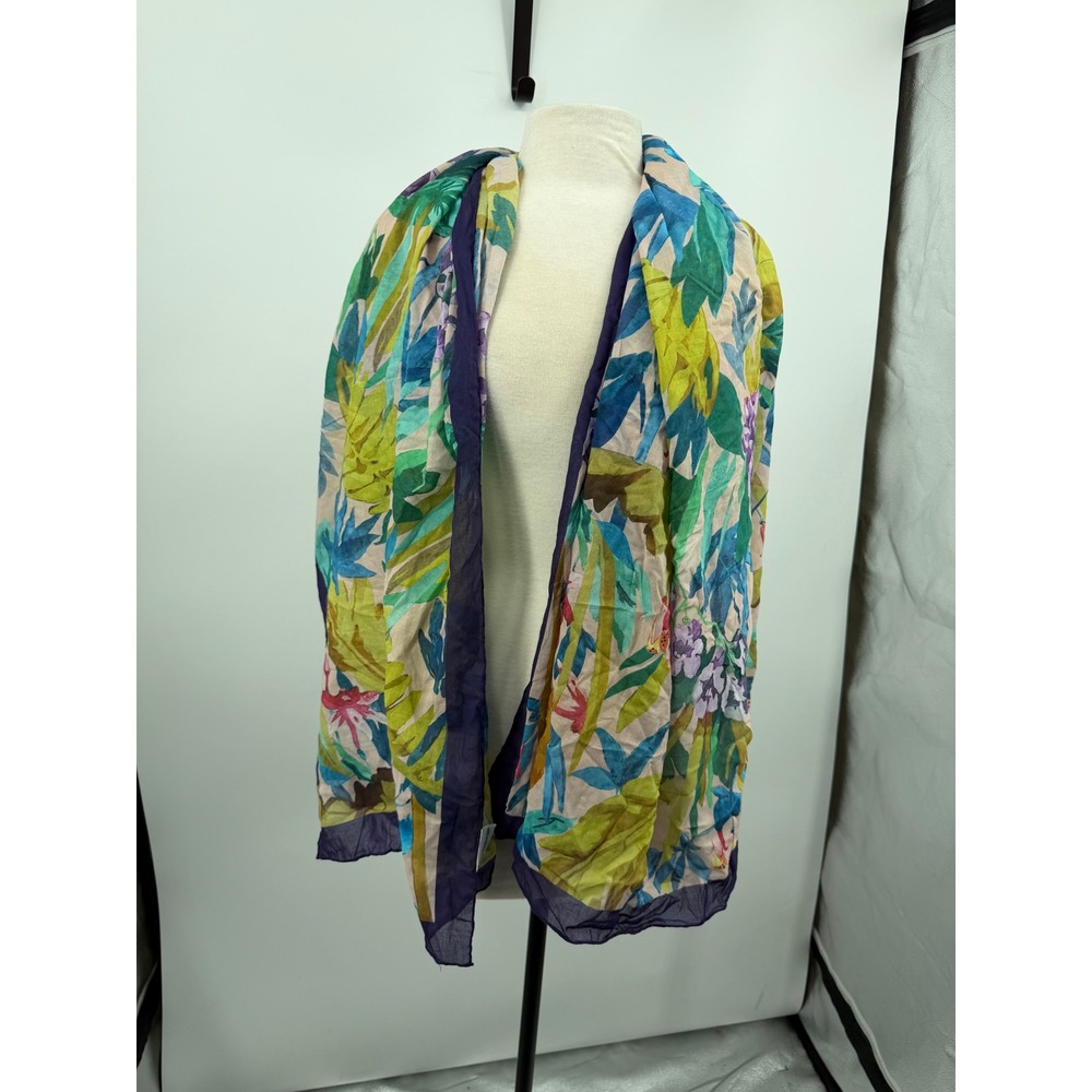 Yves Delorme Paris Tropical Floral Scarf Women 37.5x68 Multicolor Botanical